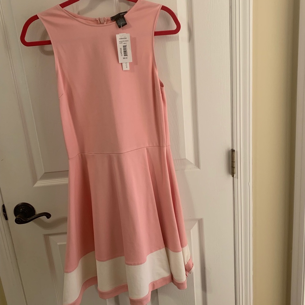 New Aqua pink & white sleeveless dress size L